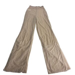 Pretty Little Thing Nude Bead Embellished Wide Leg Trouser Pants Size 6